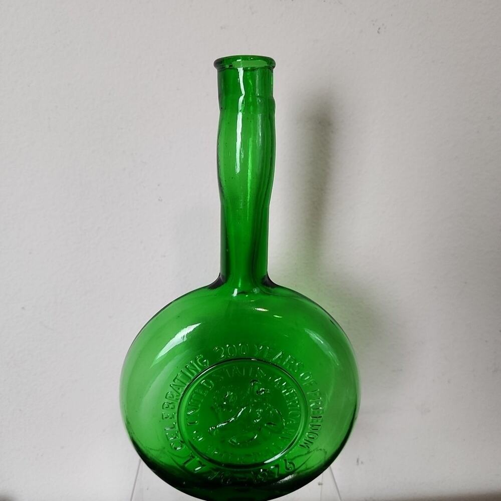 Vtg MCM Green Clevenger Bros Bottle Bud Vase Violin Banjo CHIPPED BOTTOM